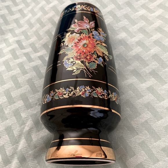Vintage Fakiolas Handmade Greek Botanical/Floral Vase 24K Gold Trim - Picture 5 of 7